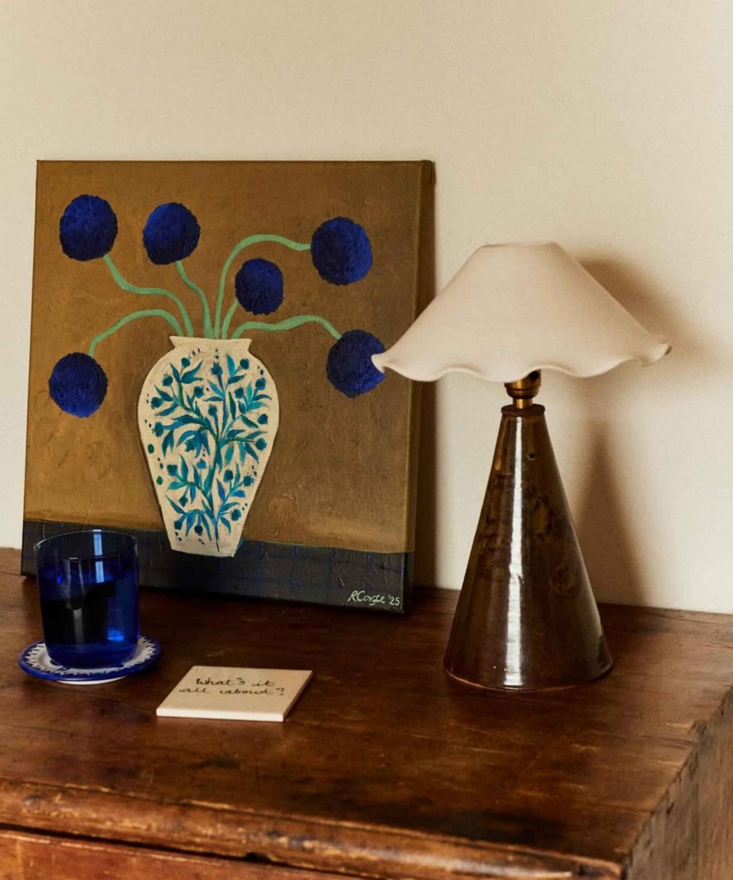 Angular Table Lamp with Porcelain Shade