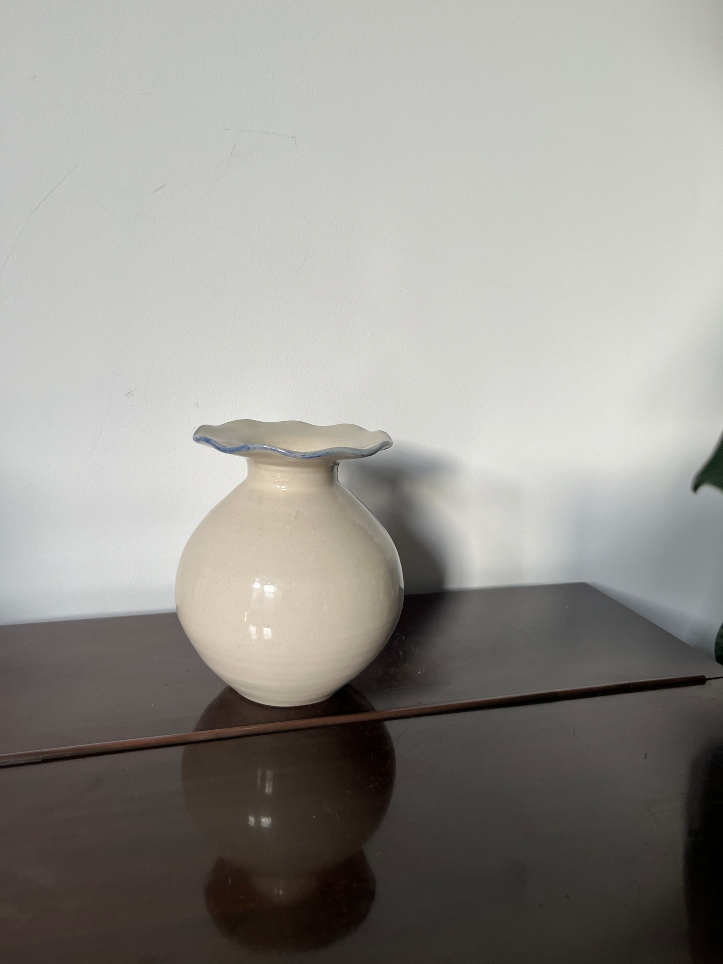 Blue-Rimmed Small Vase