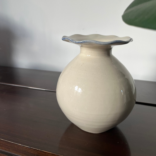 Blue-Rimmed Small Vase